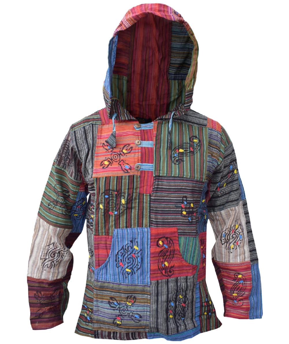 Gheri Patchwork Stonewashed Grandad Hoody Stonewashed