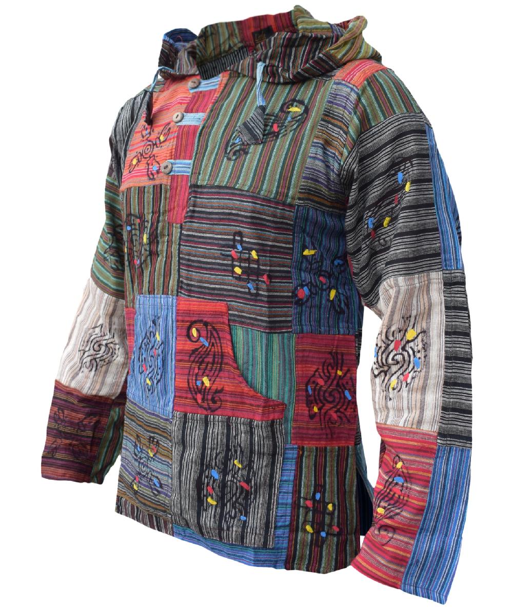 Gheri Patchwork Stonewashed Grandad Hoody Stonewashed