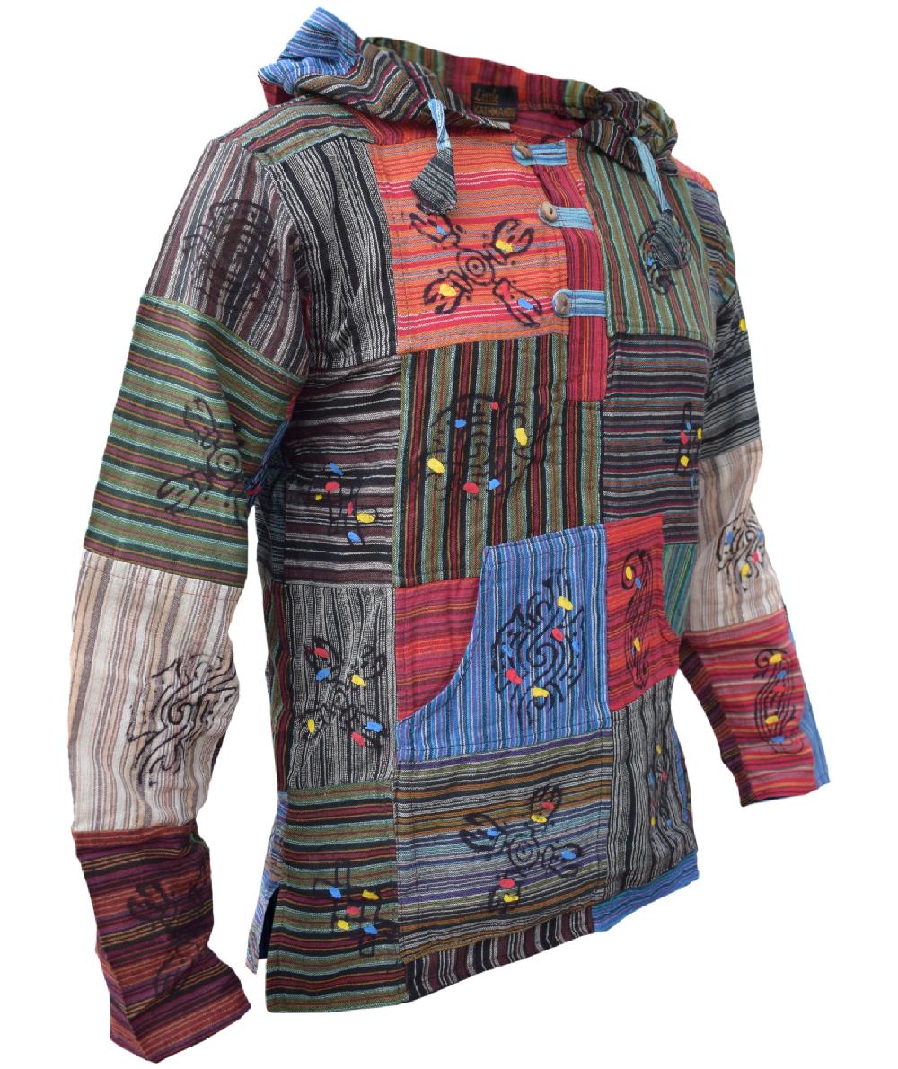Gheri Patchwork Stonewashed Grandad Hoody Stonewashed