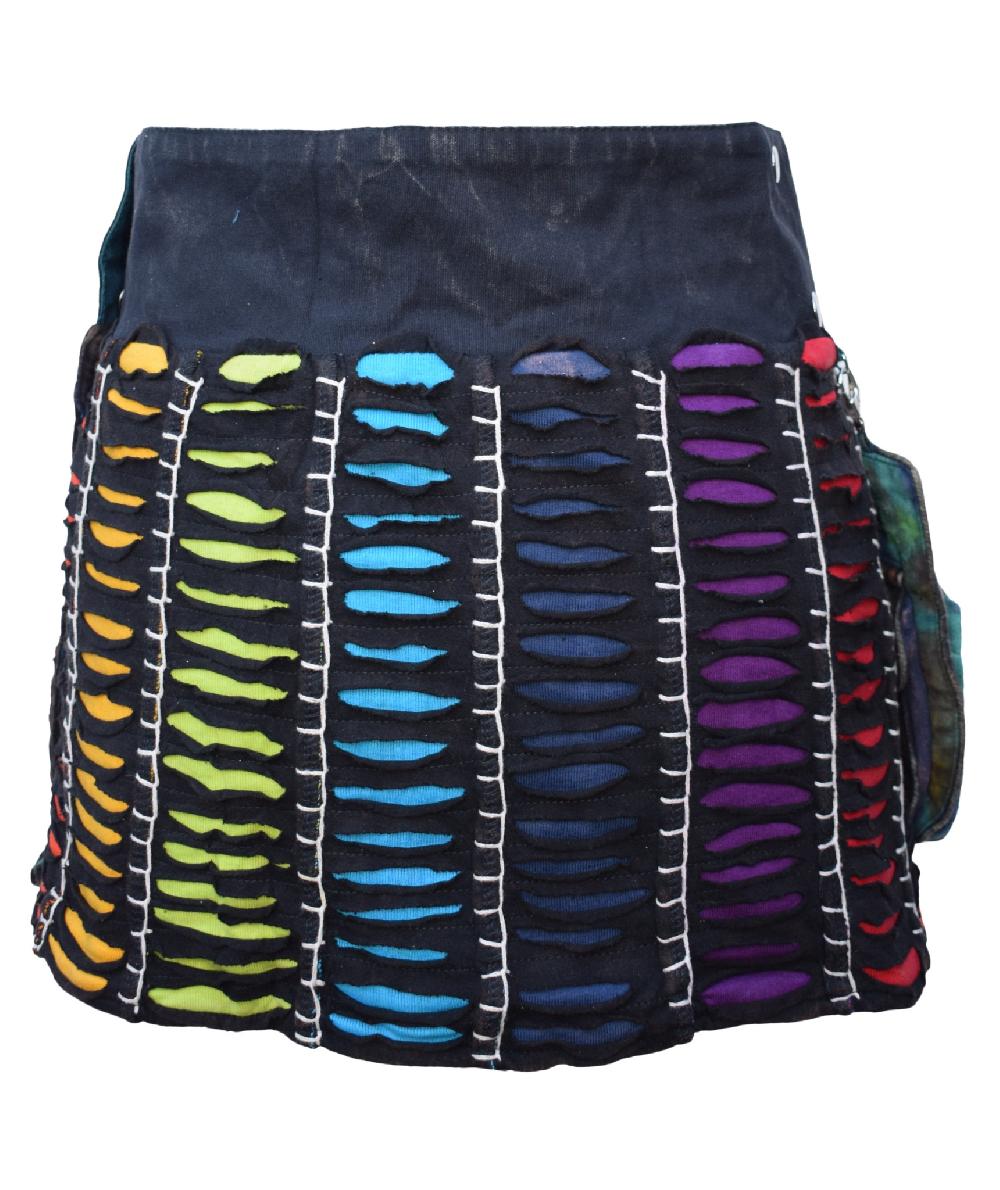 Gheri Reversible Patchwork Tiedye Popper Wrap Skirt Embroidery Patch