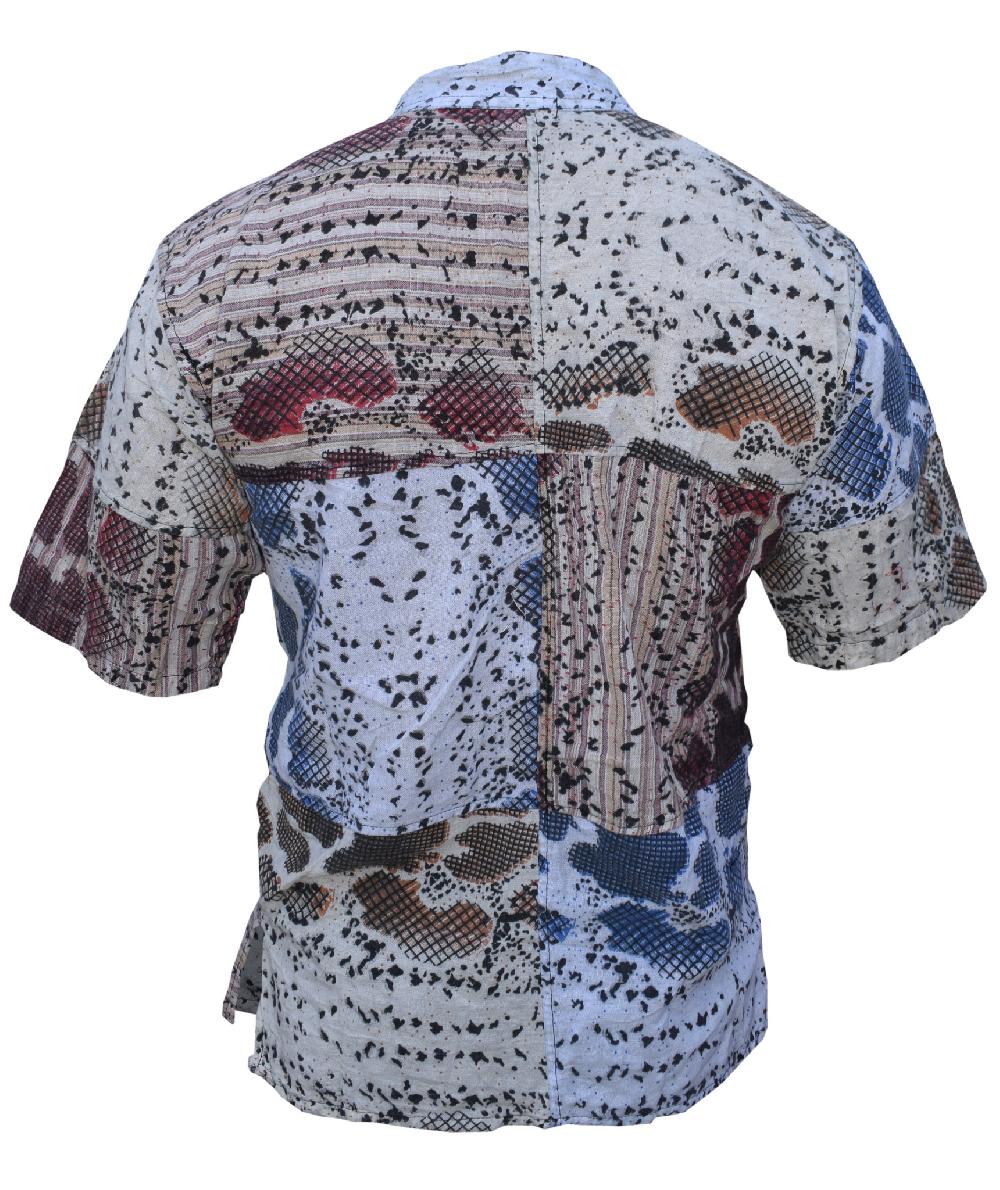 Gheri Snake Print Patchwork Cotton Half Sleeve Shirt