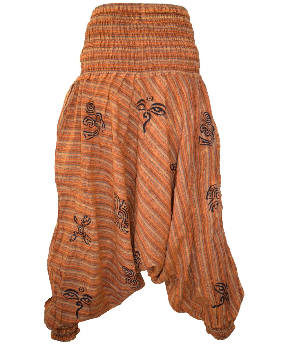 Gheri Stonewashed Striped Casual Harem Pants Turquoise