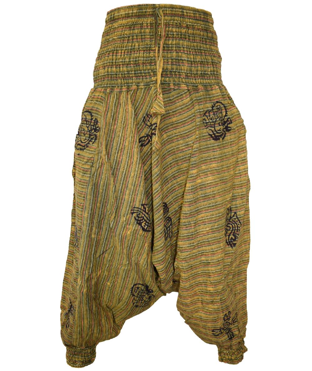 Gheri Stonewashed Striped Casual Harem Pants Turquoise