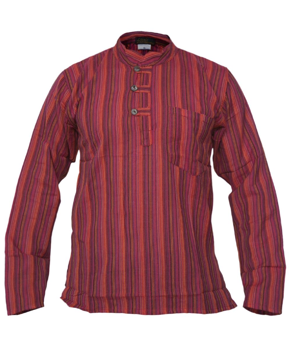 Gheri Striped Light Cotton Grandad Shirt Kurtas Black