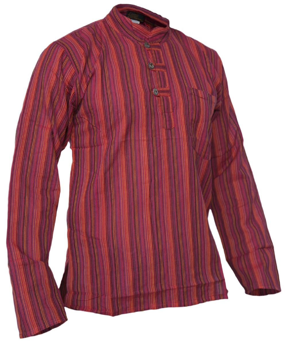 Gheri Striped Light Cotton Grandad Shirt Kurtas Black