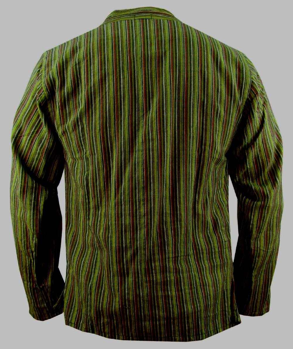 gheri Striped Light Cotton Grandad Shirt Kurtas black