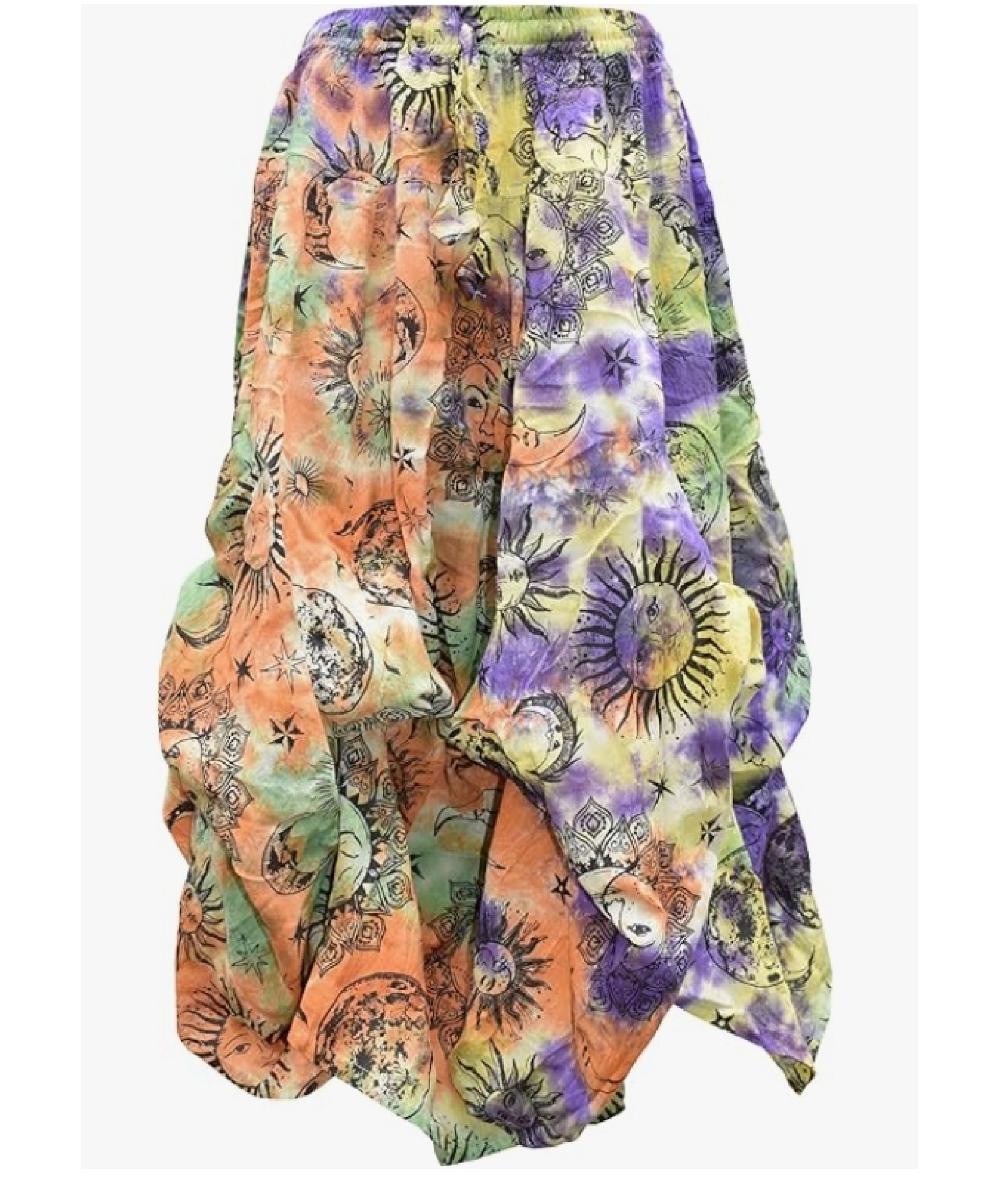 Gheri Womens 2-in-1 Cotton Boho Maxi Midi Puffball Parachute A-Line Bubble Skirt Apple Green