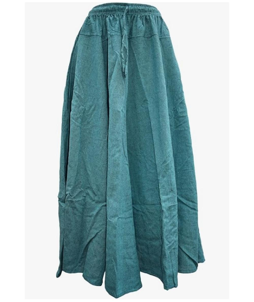 gheri Womens 2-in-1 Cotton Boho Maxi Midi Puffball Parachute A-Line Bubble Skirt Apple Green