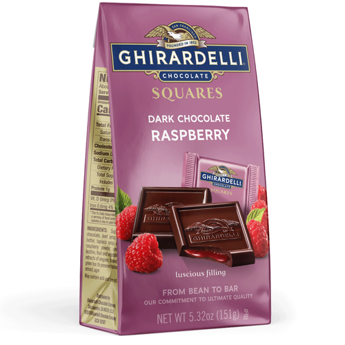 ghirardelli Dark Chocolate Raspberry SQUARES Medium Bag (Case of 6)