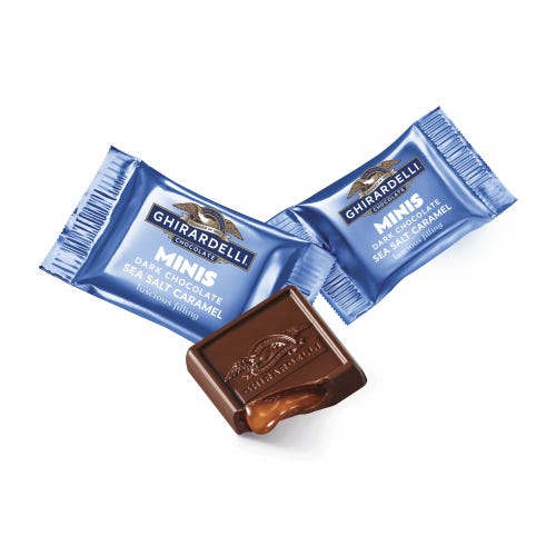ghirardelli Dark Chocolate Sea Salt Caramel Minis Bulk Case Pack (900 ct) ghirardelli Dark Chocolate Sea Salt Caramel Minis Bulk Case Pack (900 ct)