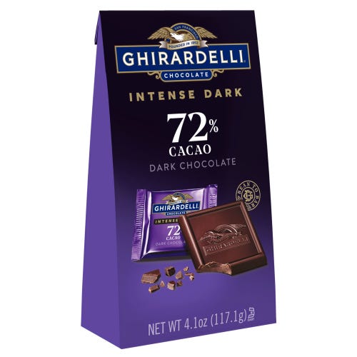 ghirardelli Intense Dark 72% Cacao Dark Chocolate Squares Medium Bag (Case of 6)