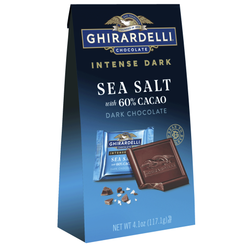 ghirardelli Intense Dark Sea Salt 60% Cacao Dark Chocolate Squares Medium Bag (Case of 6)