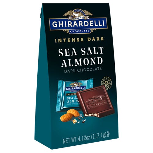 ghirardelli Intense Dark Sea Salt Almond Dark Chocolate Squares Medium Bag (Case of 6)