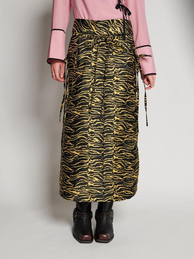 ghospell Bonnie Zebra Midi Skirt Bright Yellow & Black