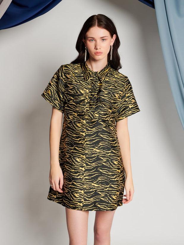 ghospell Bonnie Zebra Mini Dress Bright Yellow & Black