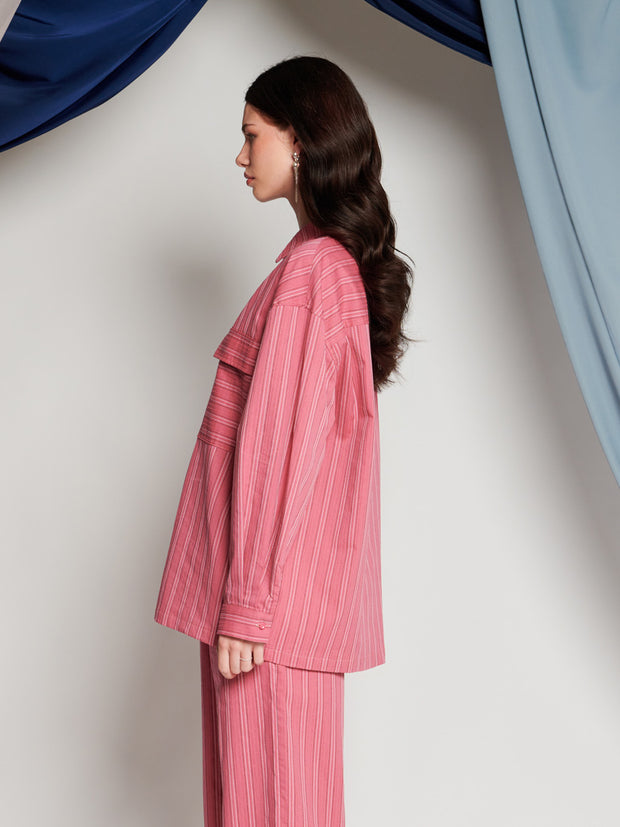 Ghospell Ailsa Stripe Shirt Raspberry Pink