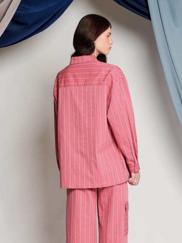 Ghospell Ailsa Stripe Shirt Raspberry Pink