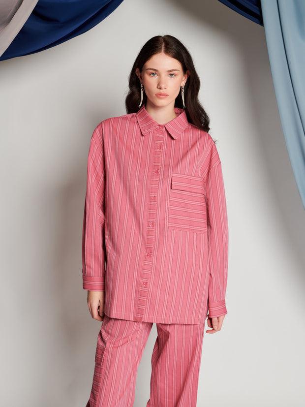 ghospell Ailsa Stripe Shirt Raspberry Pink