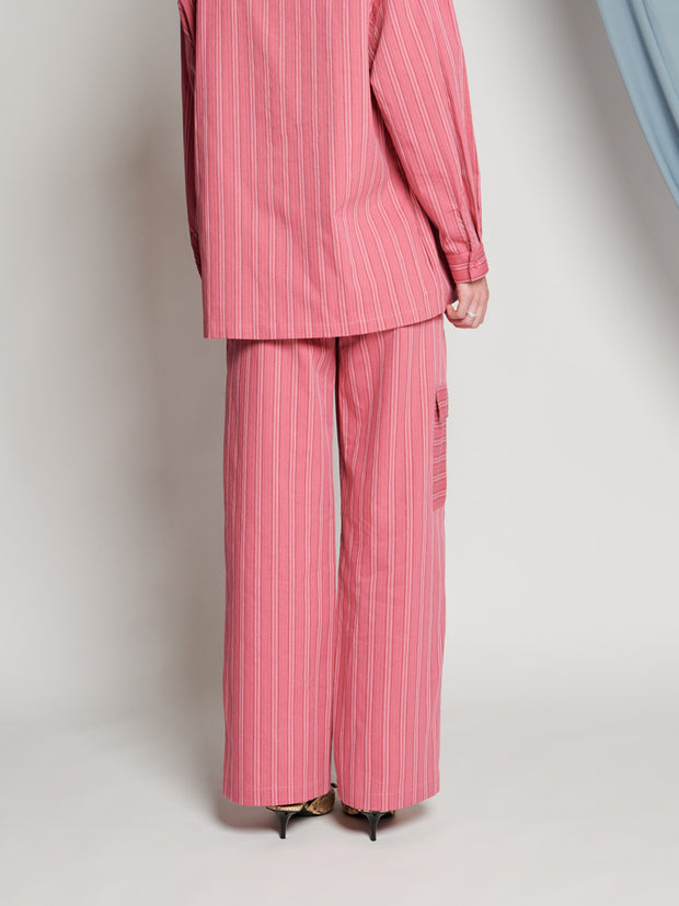 Ghospell Ailsa Stripe Trousers Raspberry Pink