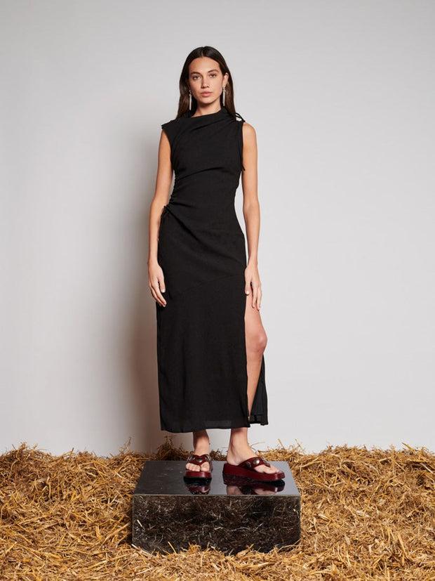 Ghospell Arwen Midi Dress Coal Black