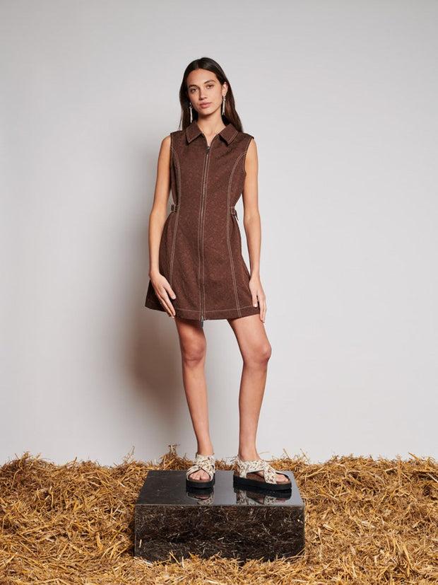 Ghospell Bank Mini Dress Cocoa Brown