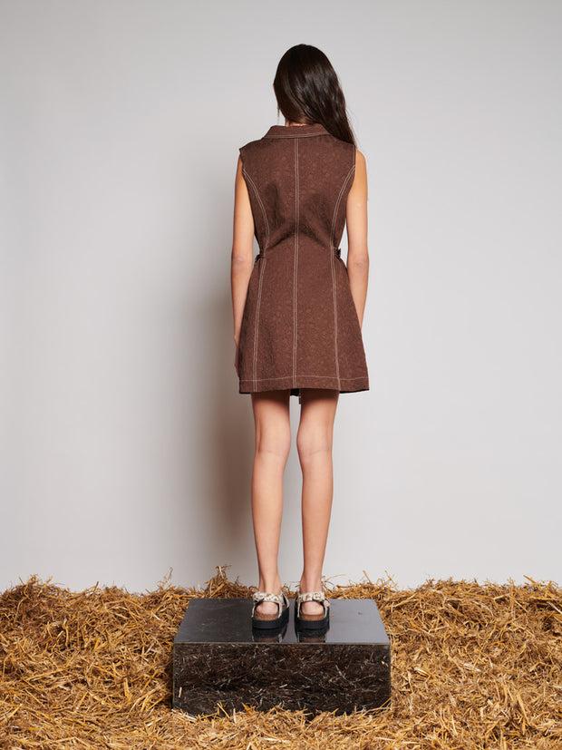 Ghospell Bank Mini Dress Cocoa Brown