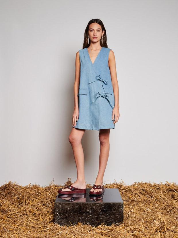 Ghospell Beckett Denim Mini Dress Washed Blue