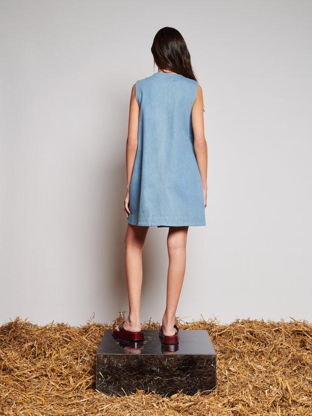 Ghospell Beckett Denim Mini Dress Washed Blue
