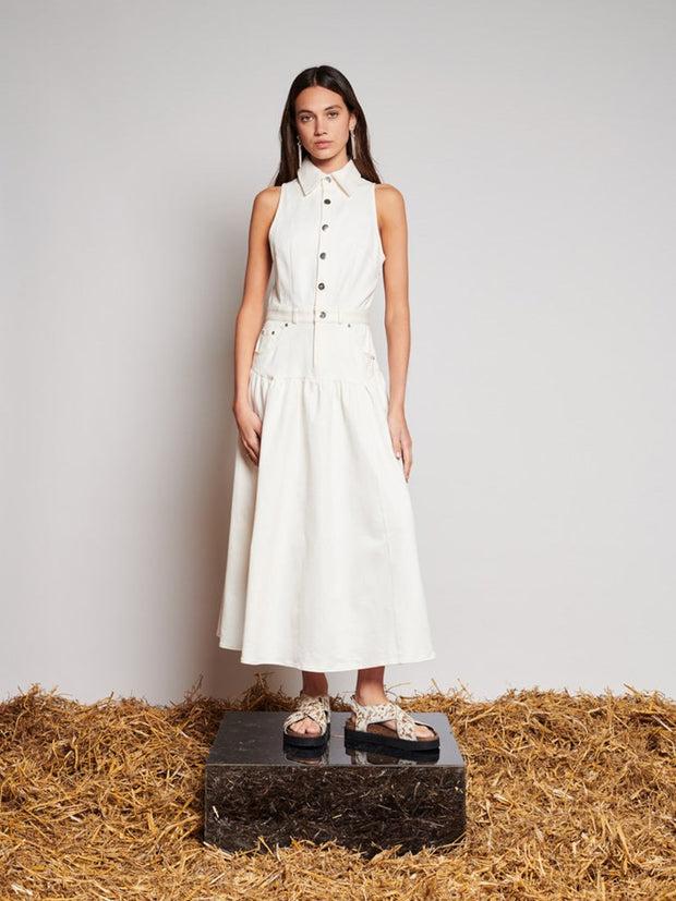 Ghospell Darby Midi Dress White