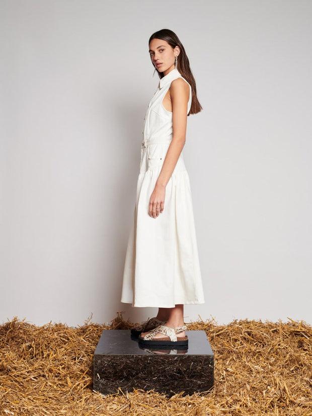 Ghospell Darby Midi Dress White