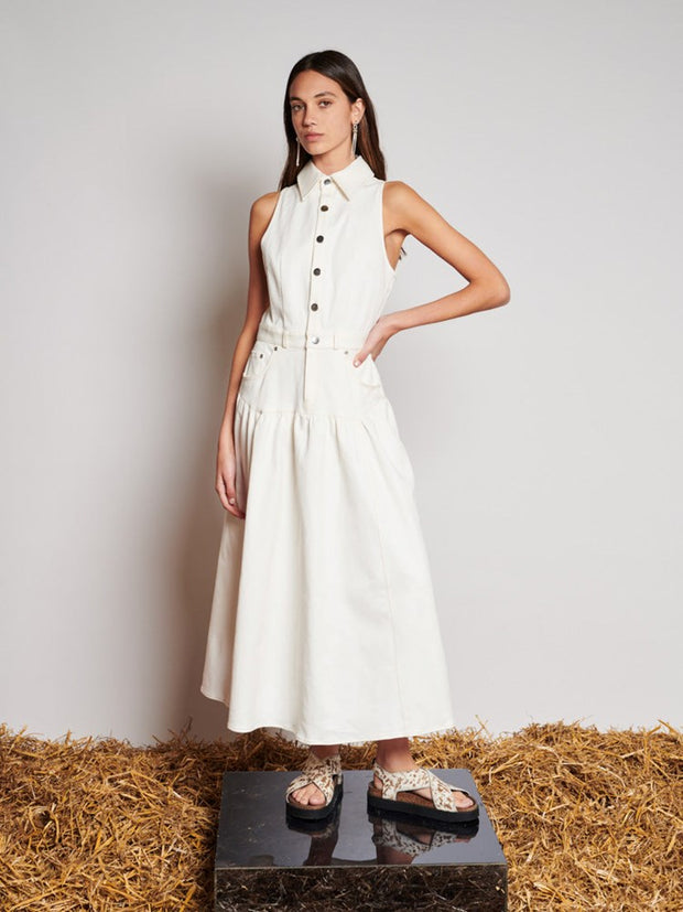 ghospell Darby Midi Dress White