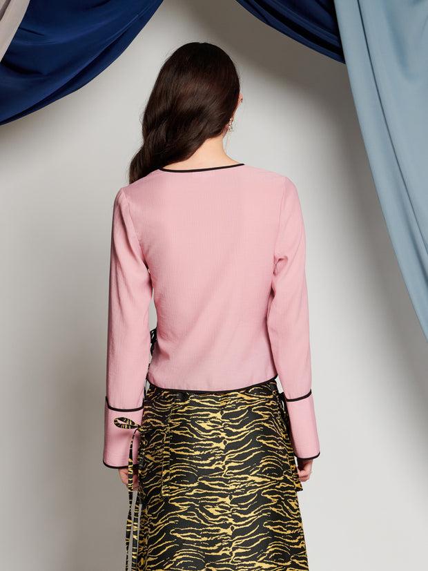 Ghospell Davina Wrap Top Dusty Pink