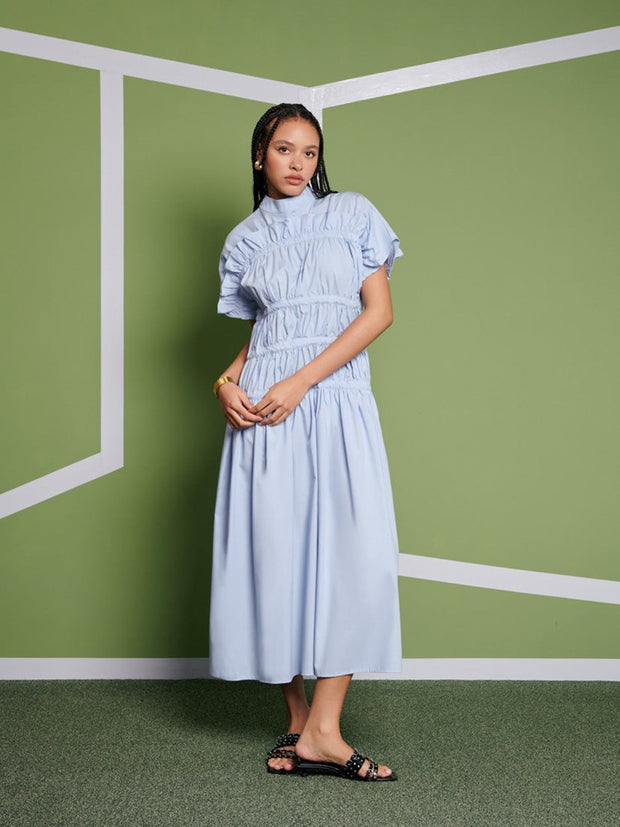 Ghospell Dina Midi Dress Baby Blue