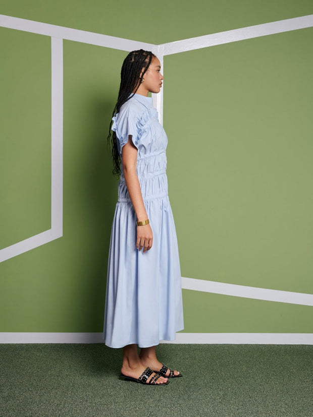 Ghospell Dina Midi Dress Baby Blue