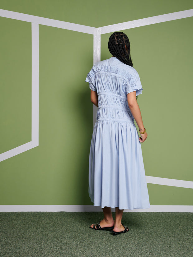 Ghospell Dina Midi Dress Baby Blue