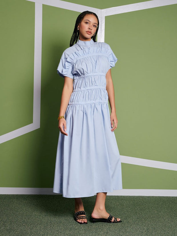 ghospell Dina Midi Dress Baby Blue