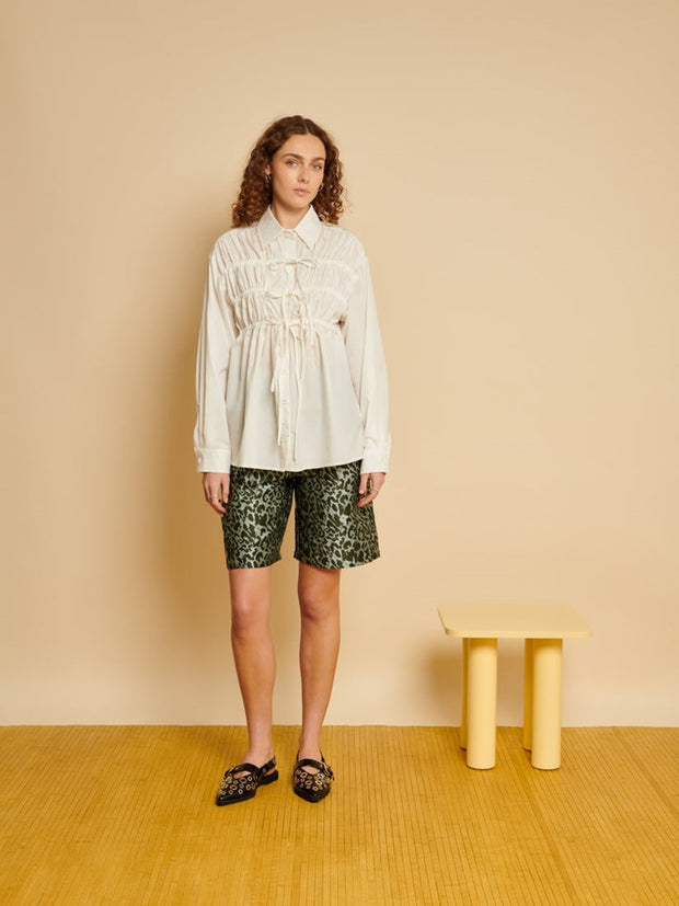 Ghospell Disa Drawstring Shirt Pearl Ivory