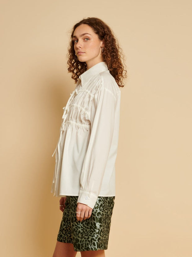 Ghospell Disa Drawstring Shirt Pearl Ivory