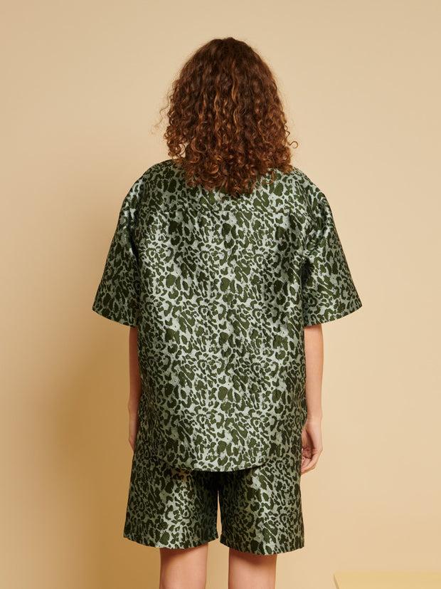 Ghospell Ebba Leopard Shirt Spruce Green