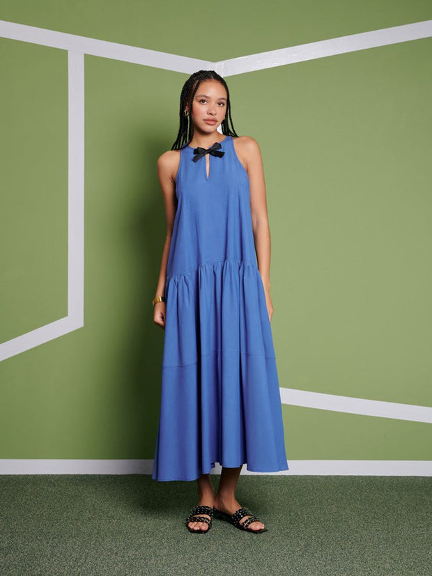 Ghospell Ellie Oversized Midi Dress Sapphire Blue