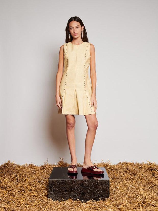 Ghospell Fifi Studded Mini Dress Buttercup Yellow