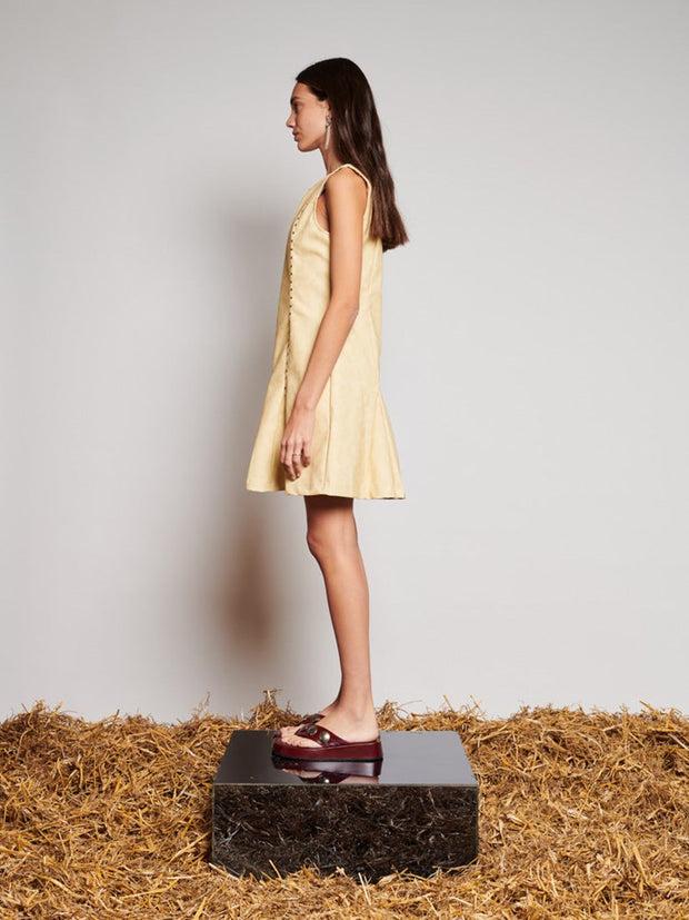 Ghospell Fifi Studded Mini Dress Buttercup Yellow