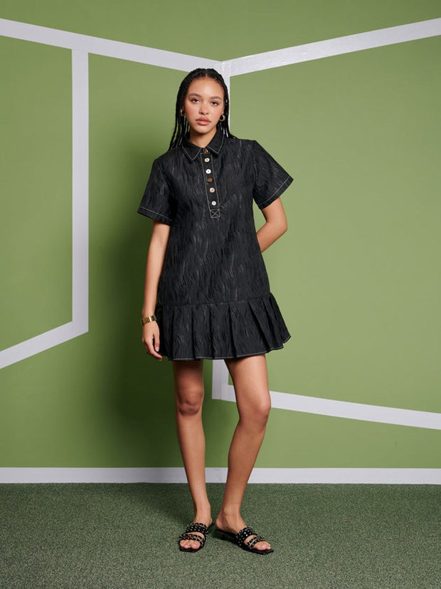 Ghospell Gabby Mini Dress Coal Black