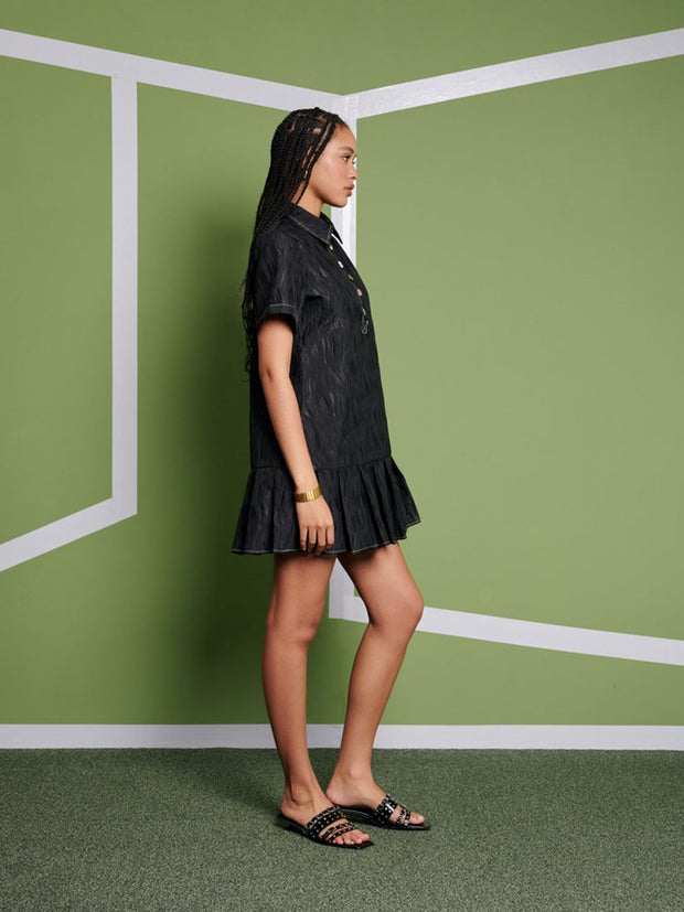 Ghospell Gabby Mini Dress Coal Black