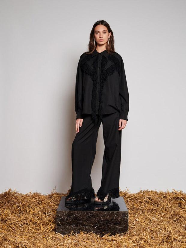 Ghospell Georgie Fringe Shirt Coal Black