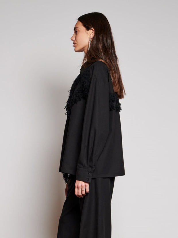 Ghospell Georgie Fringe Shirt Coal Black