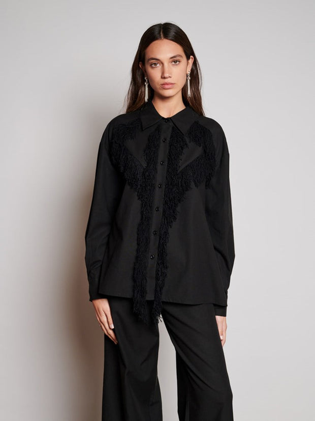 ghospell Georgie Fringe Shirt Coal Black