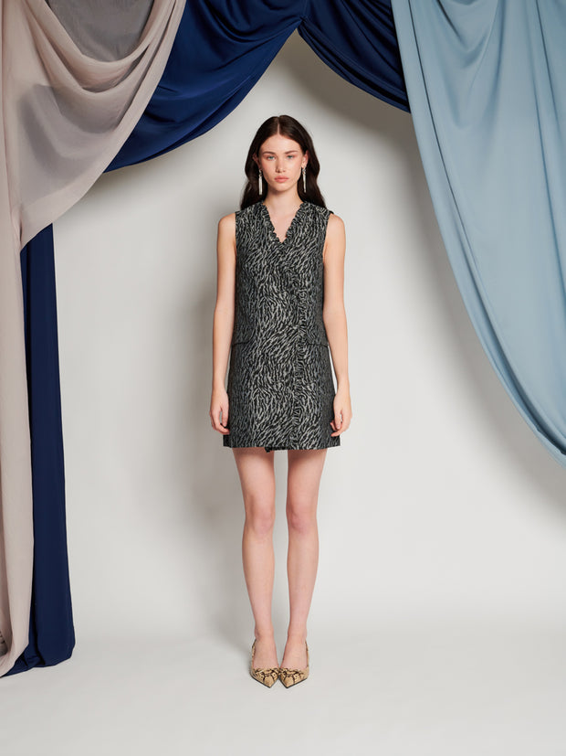 Ghospell Jocelyn Wrap Mini Dress Dark Grey