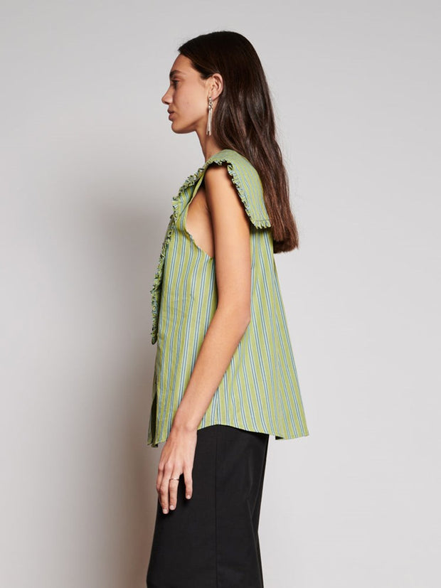 Ghospell Josephine Stripe Shirt Olive Green