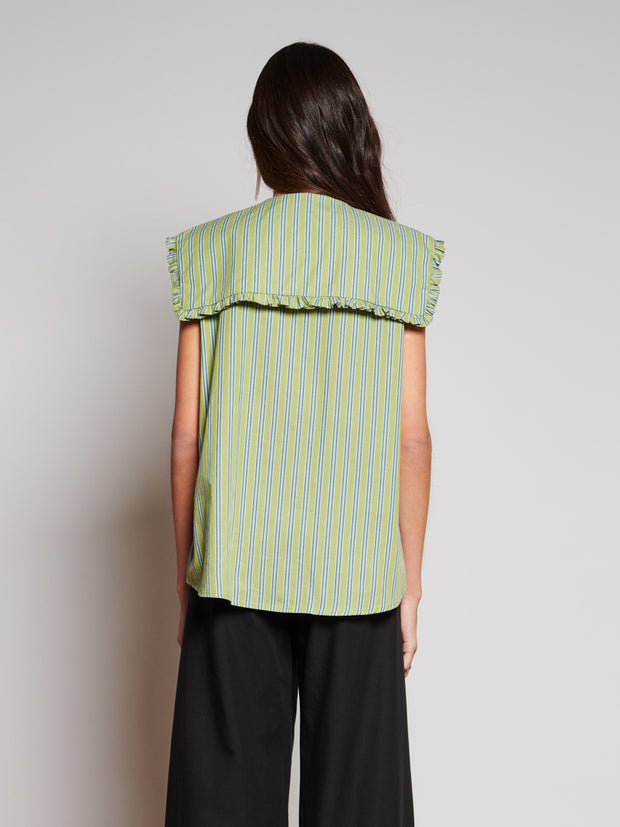 Ghospell Josephine Stripe Shirt Olive Green